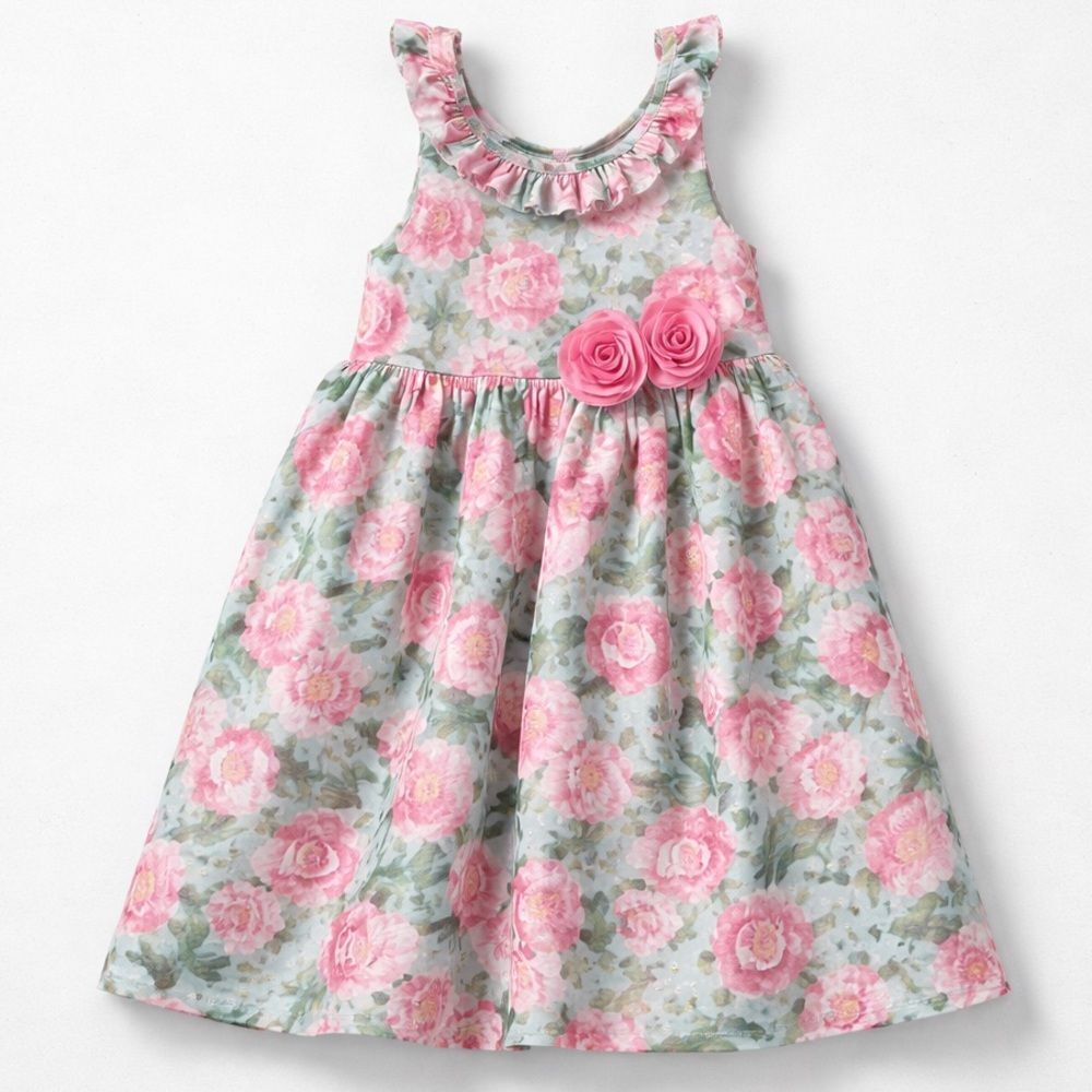 Laura Ashley London Mint green and pink floral formal party dress Easter size 5
